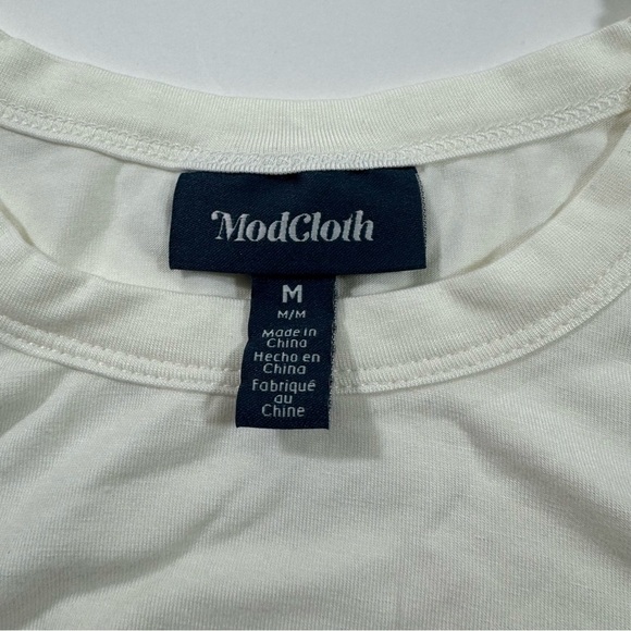 New ModCloth A Twist of Fun Knit Top Ivory Shirt - Picture 4 of 7